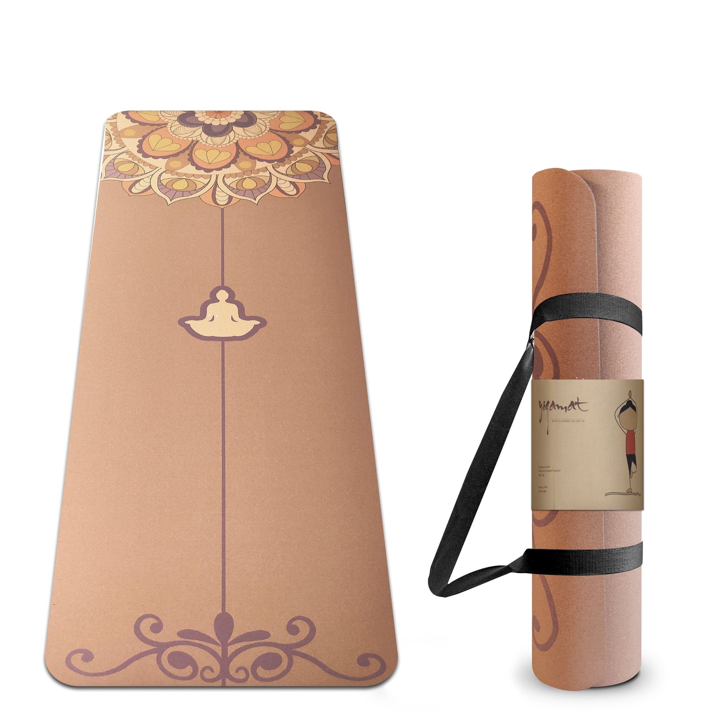Premium Non Toxic Cork Yoga Mat with Storage Bag & Strap - 4MM Thick Large Size | Eco-Friendly, Non-Slip, & Sweat Resistant