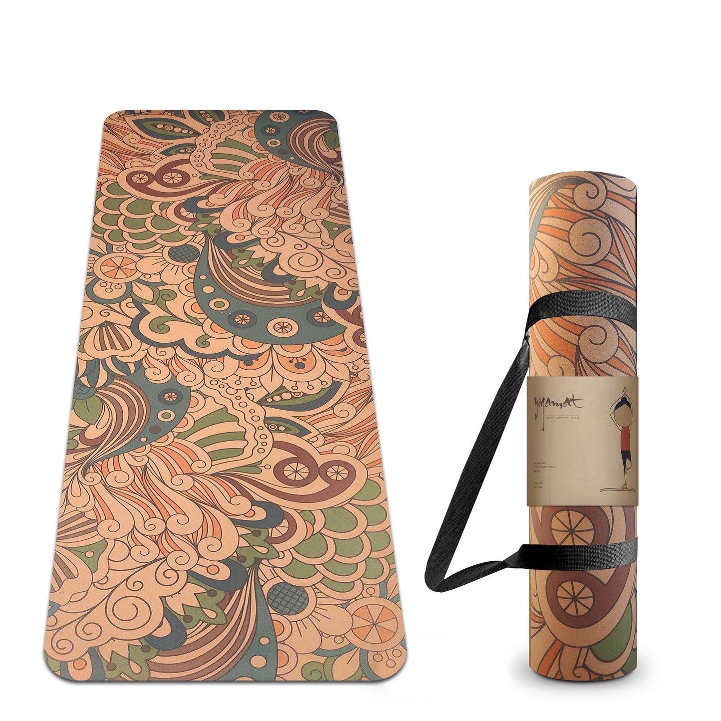 Premium Non Toxic Cork Yoga Mat with Storage Bag & Strap - 4MM Thick Large Size | Eco-Friendly, Non-Slip, & Sweat Resistant