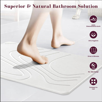 TerraDry Stone Bath Mat - Non-Slip Super Absorbent Diatomaceous Earth Stone Mat