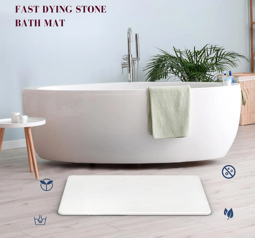 TerraDry Stone Bath Mat - Non-Slip Super Absorbent Diatomaceous Earth Stone Mat