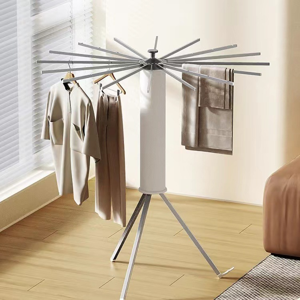 Homes Premium Aluminium Foldable Clothes Drying Stand with 12 Foldable Rods