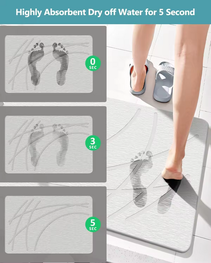 TerraDry Stone Bath Mat - Non-Slip Super Absorbent Diatomaceous Earth Stone Mat